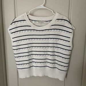 Lucky Brand White and Black Striped Knit Top